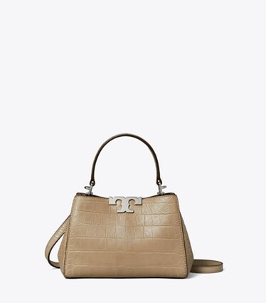 Tory Burch designer sacs à bandoulière Mini sac Eleanor en cuir souple embossé effet croco in Ginger Leaf front