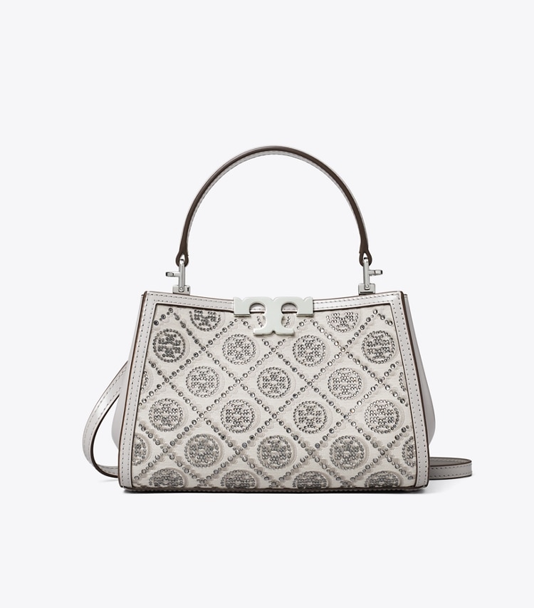 Tory Burch designer sacs à bandoulière Mini sac Eleanor T Monogram in Gray front