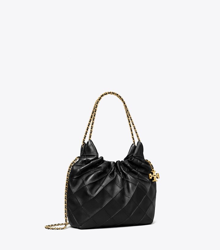 Tory Burch designer sacs à bandoulière Mini sac Fleming à cordon de serrage in Black angle
