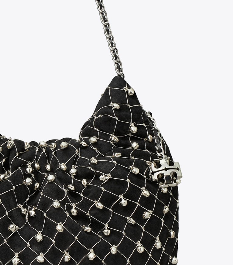 Tory Burch designer sacs à bandoulière Mini sac Hobo Fleming Bell in Black angle