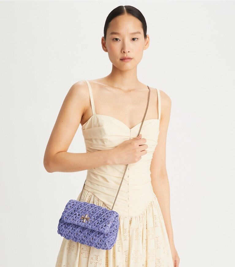 Tory Burch designer sacs à bandoulière Mini sac Kira en crochet in Dark Lotus angle