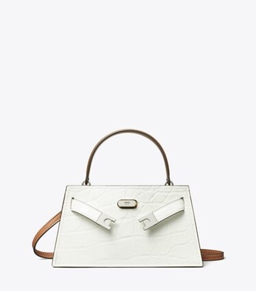 Tory Burch designer mini sacs Mini sac Lee Radziwill en cuir embossé effet croco in Blanc front