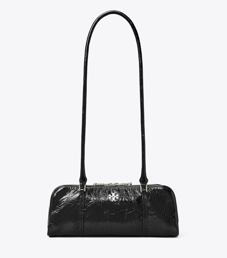 Tory Burch designer sacs porté épaule Mini sac Marshmallow en cuir craquelé in Black front