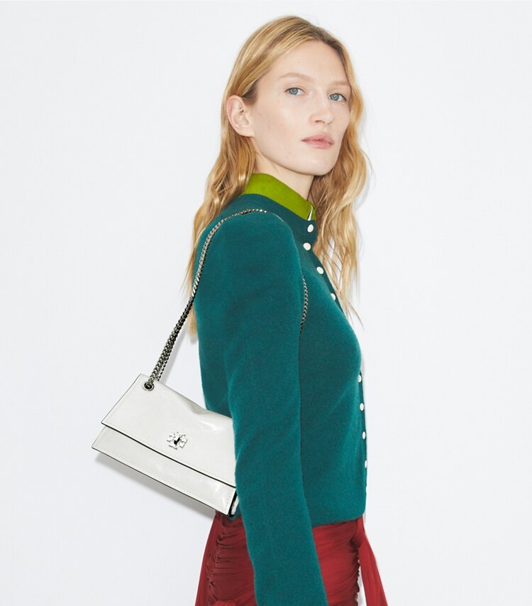 Tory Burch designer sacs porté épaule Mini sac porté épaule Kira avec fermoir tourniquet in BIANCO accessory on model