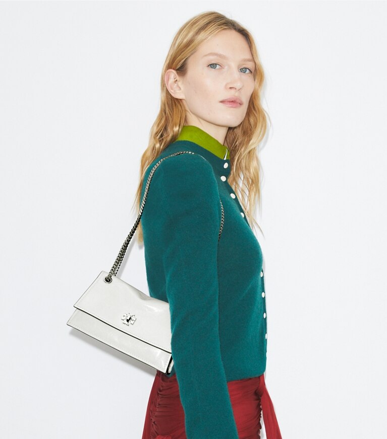 Tory Burch designer sacs porté épaule Mini sac porté épaule Kira avec fermoir tourniquet in BIANCO angle