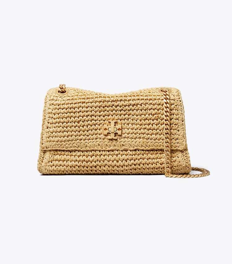 Tory Burch designer sacs porté épaule Mini sac porté épaule Kira tissé avec fermoir tourniquet in Natural front