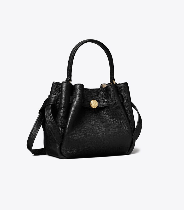 Tory Burch designer sacs à bandoulière Mini sac seau Romy dans Black angle