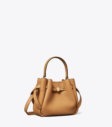 Tory Burch designer sacs à bandoulière Mini sac seau Romy in Tiramisu angle