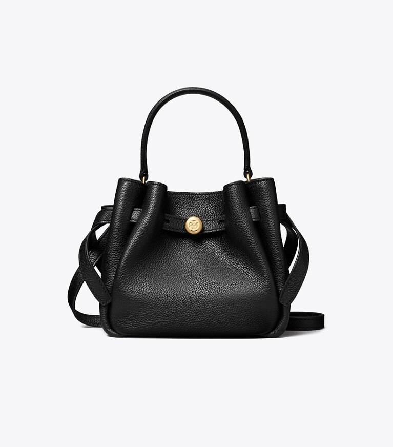 Tory Burch designer sacs à bandoulière Mini sac seau Romy dans Black de face