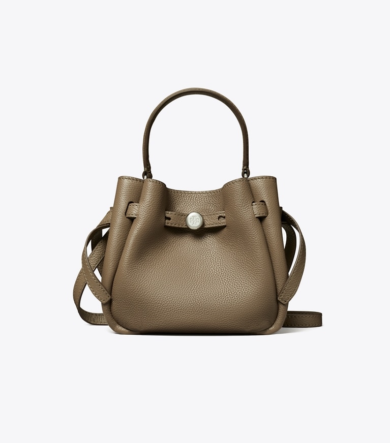 Tory Burch designer sacs à bandoulière Mini sac seau Romy dans Wild Mushroom de face