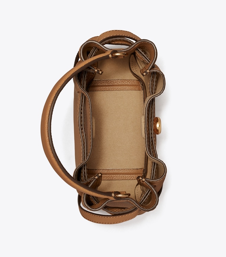 Tory Burch designer sacs à bandoulière Mini sac seau Romy in Tiramisu angle