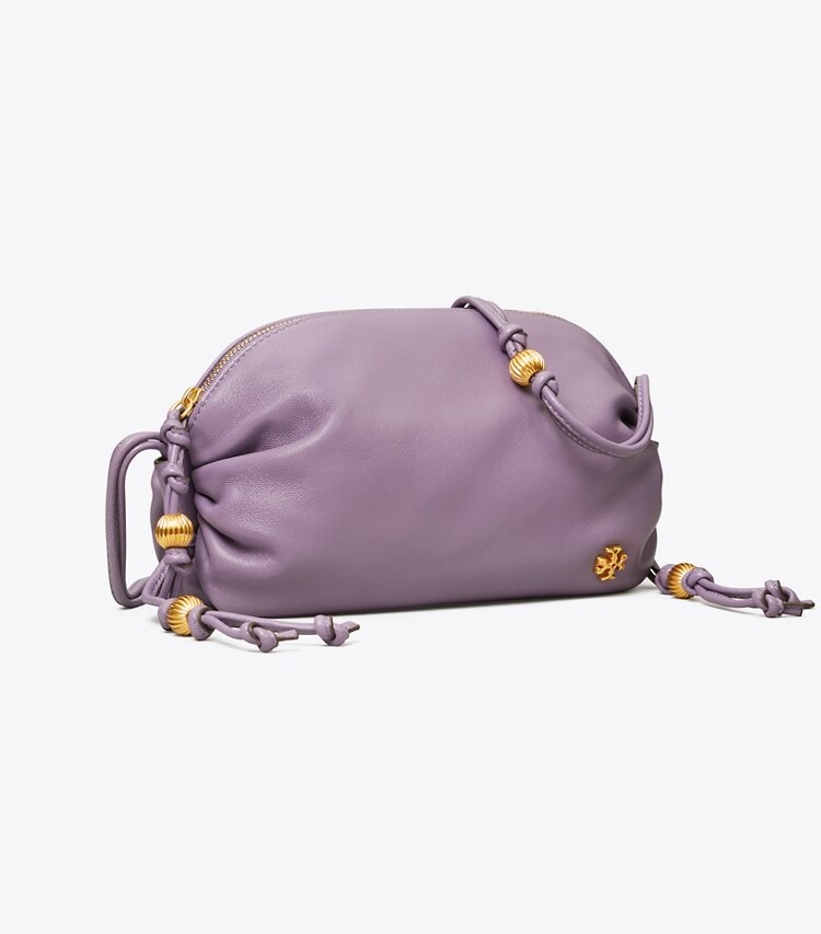 Tory Burch designer sacs à bandoulière Mini sac souple à bandoulière perlée dans Purple Cosmos angle