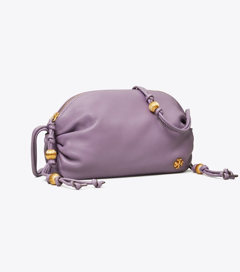 Tory Burch designer sacs à bandoulière Mini sac souple à bandoulière perlée dans Purple Cosmos angle