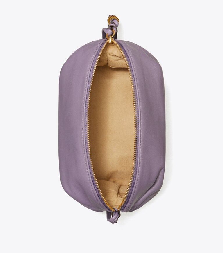 Tory Burch designer sacs à bandoulière Mini sac souple à bandoulière perlée dans Purple Cosmos vue du dessus