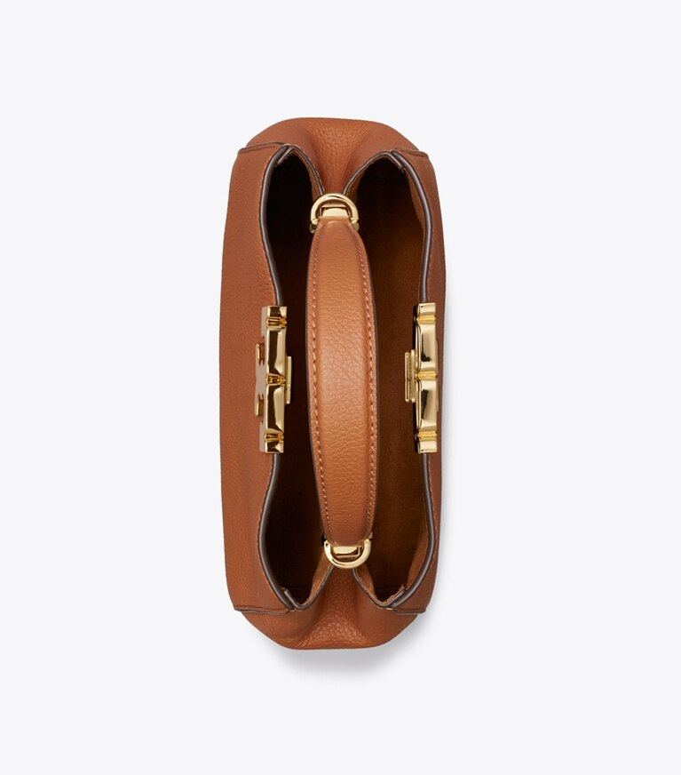 Tory Burch designer sacs à bandoulière Mini sac souple Eleanor dans Aged Tan vue du dessus