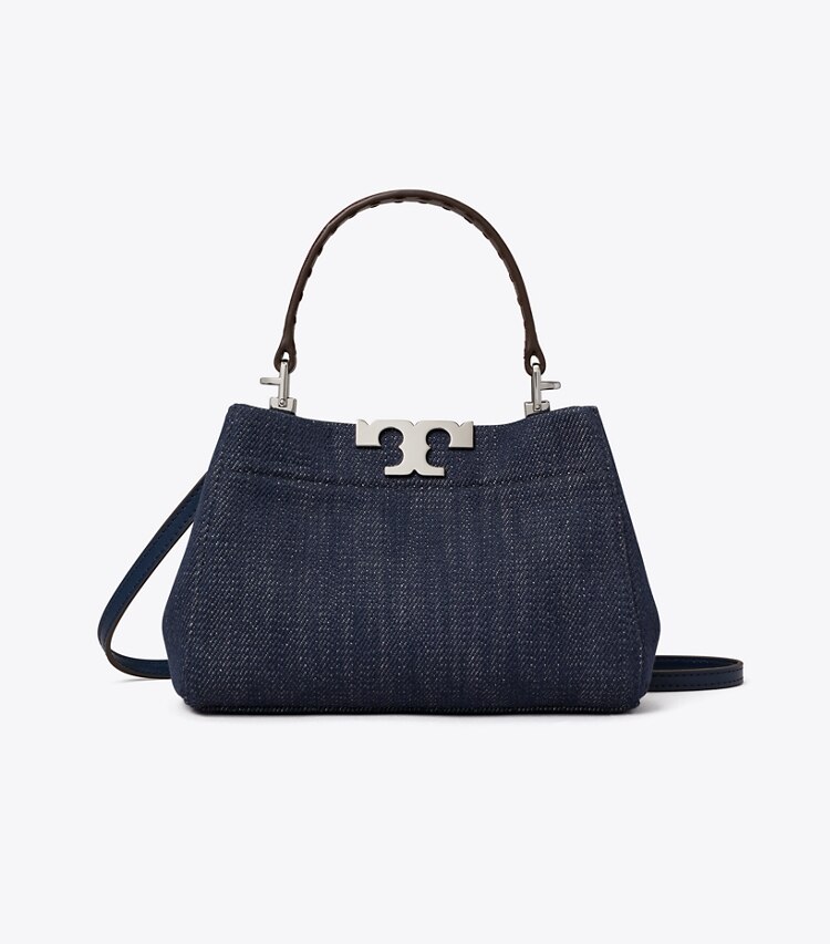Tory Burch diseñador bolsos bandolera Mini Satchel de mezquilla Eleanor en Midnight frente