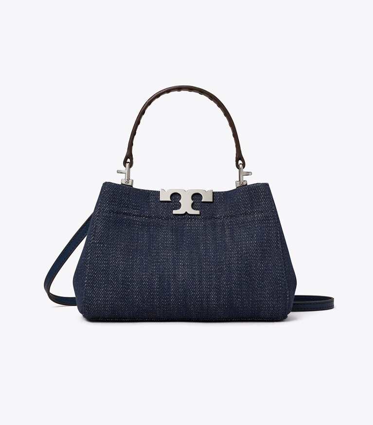 Tory Burch diseñador bolsos bandolera Mini Satchel de mezquilla Eleanor en Midnight frente