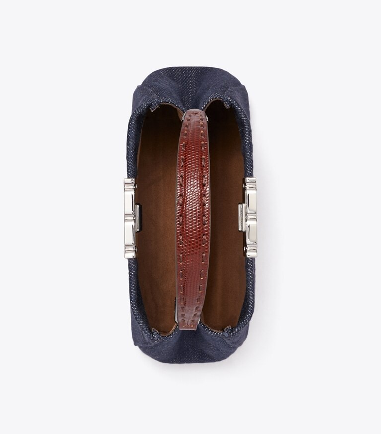 Tory Burch diseñador bolsos bandolera Mini Satchel de mezquilla Eleanor en Midnight vista superior