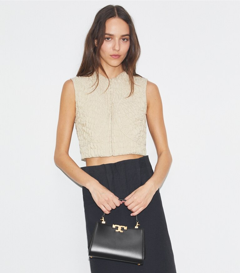 Tory Burch diseñador bolsos bandolera Mini Satchel Eleanor en Black adicional en modelo