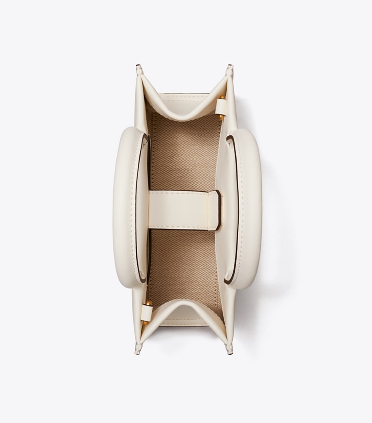 Tory Burch designer borse a spalla Mini shopping Ella Bio in Warm White angle