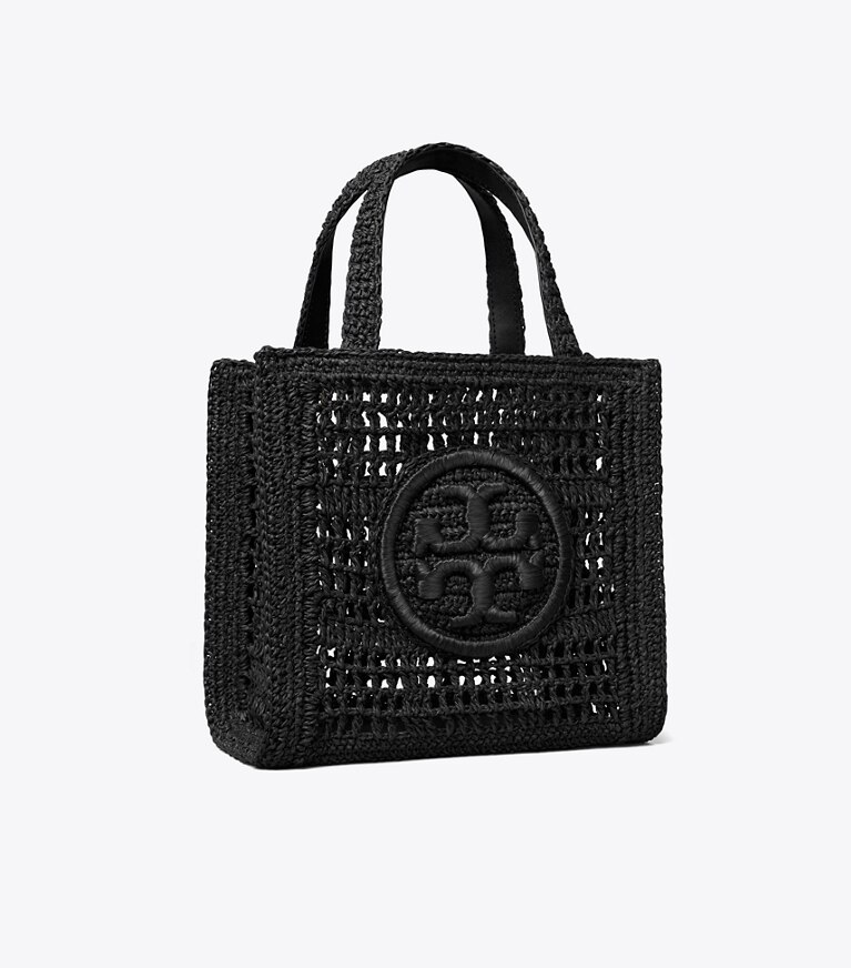 Tory Burch designer borse shopping Mini shopping Ella lavorata a mano all’uncinetto in Black angle
