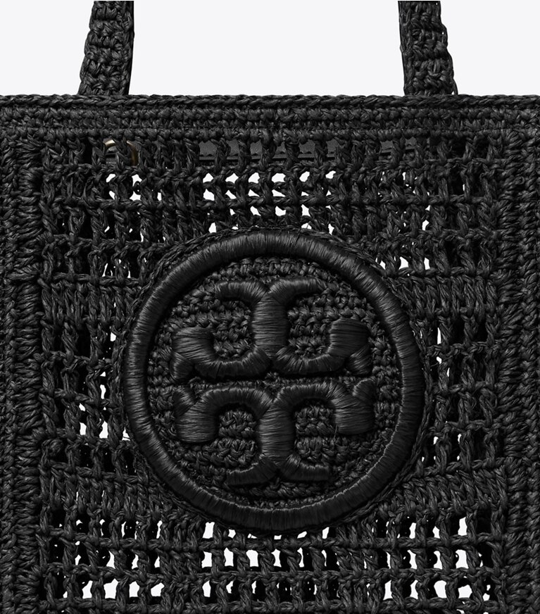 Tory Burch designer borse shopping Mini shopping Ella lavorata a mano all’uncinetto in Black dettaglio