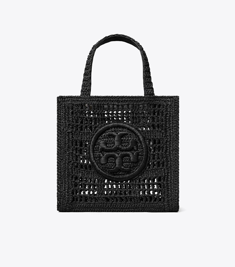 Tory Burch designer borse shopping Mini shopping Ella lavorata a mano all’uncinetto in Black front