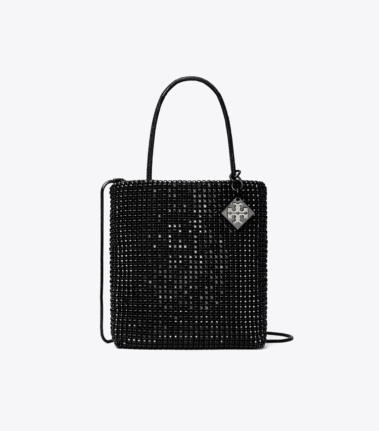 Tory Burch designer borse a spalla Mini shopping impreziosita da cristalli in Black front
