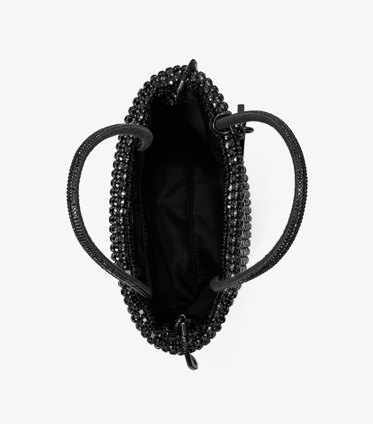 Tory Burch designer borse a spalla Mini shopping impreziosita da cristalli in Black angle