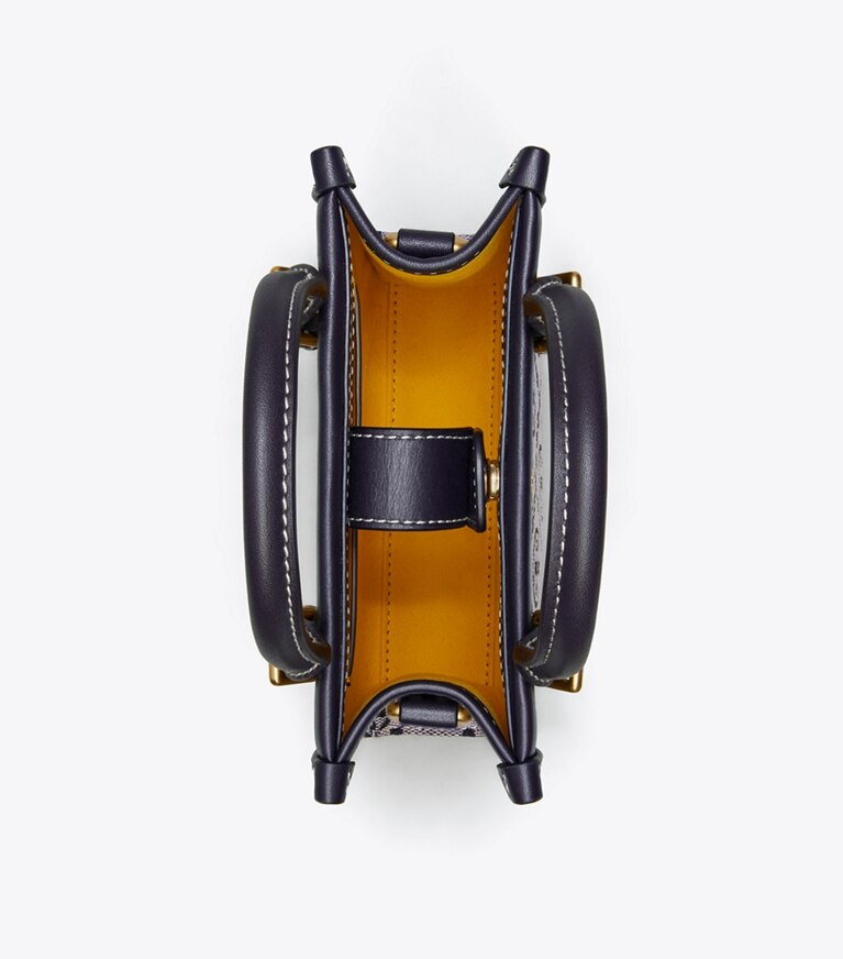 Tory Burch designer borse a spalla Mini shopping in jacquard con T Monogram in Tory Navy angle
