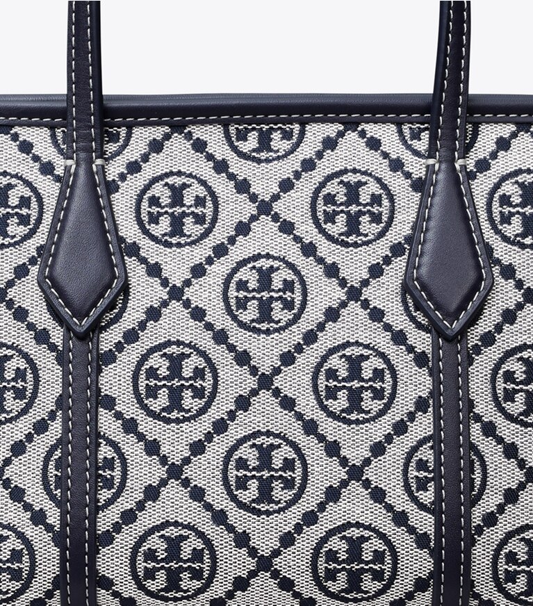 Tory Burch designer borse a spalla Mini shopping Perry T Monogram in Tory Navy angle