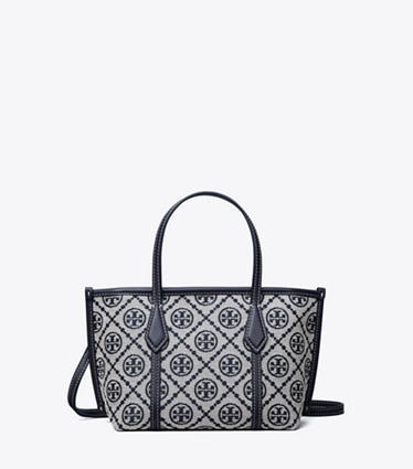 Tory Burch designer borse a spalla Mini shopping Perry T Monogram in Tory Navy front