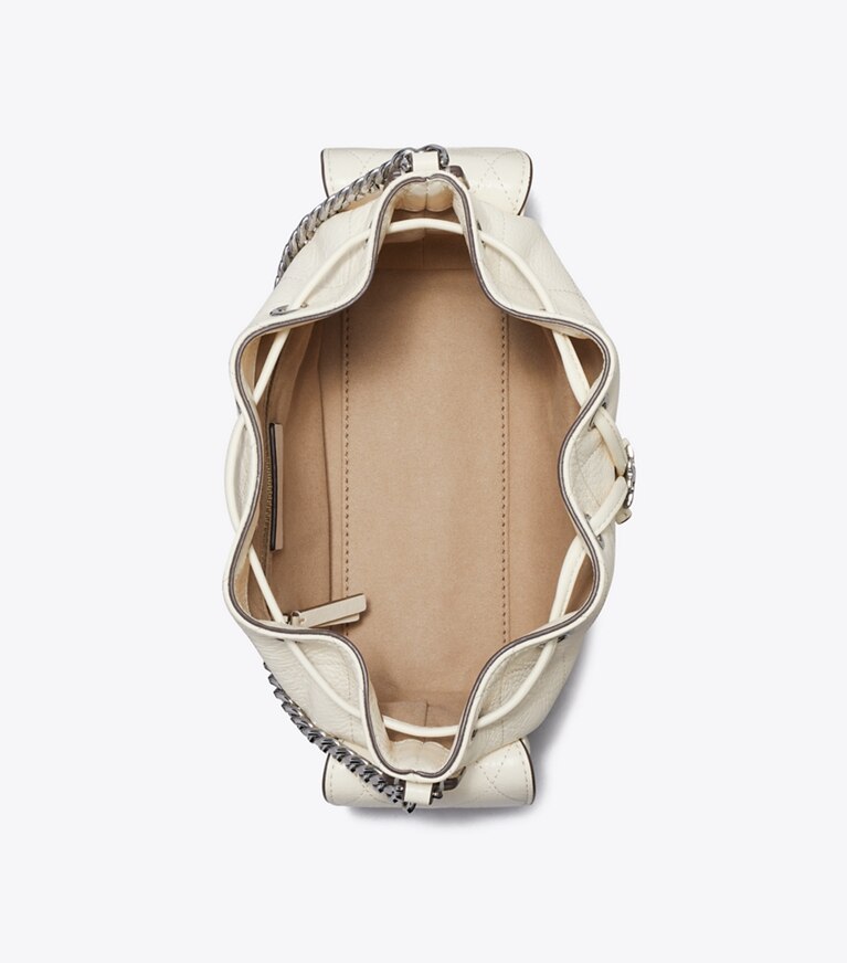 Tory Burch designer borse a spalla Mini shoulder bag Charlie matelassé con coulisse in Light Cream superiore