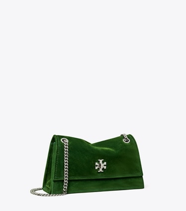 Tory Burch designer borse a tracolla Mini Shoulder bag Kira Turnlock floccata in Emerald angle