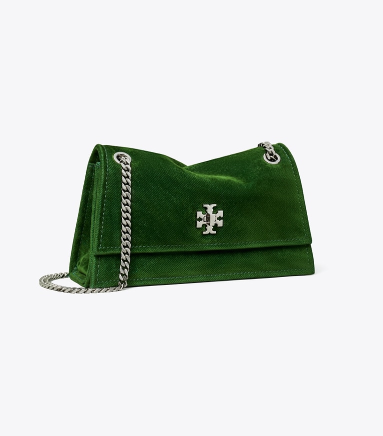Tory Burch designer borse a tracolla Mini Shoulder bag Kira Turnlock floccata in Emerald angle