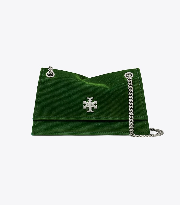 Tory Burch designer borse a tracolla Mini Shoulder bag Kira Turnlock floccata in Emerald front