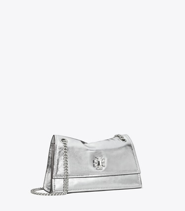 Tory Burch designer borse a tracolla Mini Shoulder bag Kira Turnlock metallizzata in Silver angle