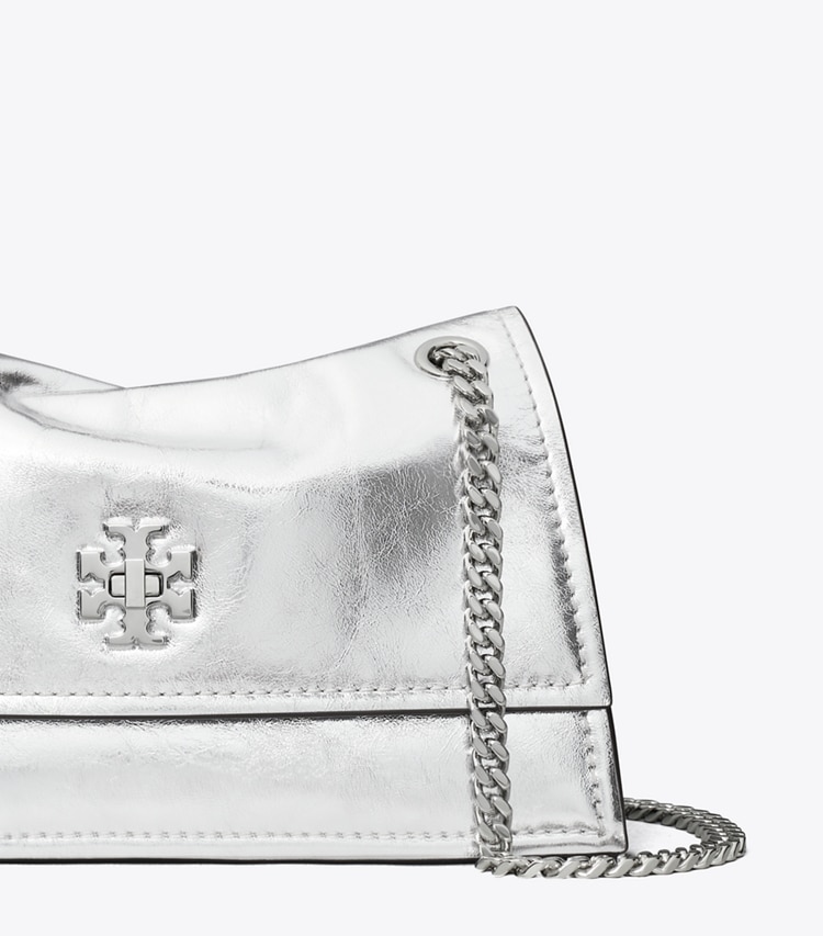 Tory Burch designer borse a tracolla Mini Shoulder bag Kira Turnlock metallizzata in Silver dettaglio