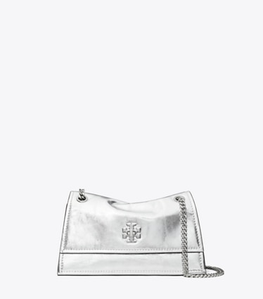 Tory Burch designer borse a tracolla Mini Shoulder bag Kira Turnlock metallizzata in Silver front