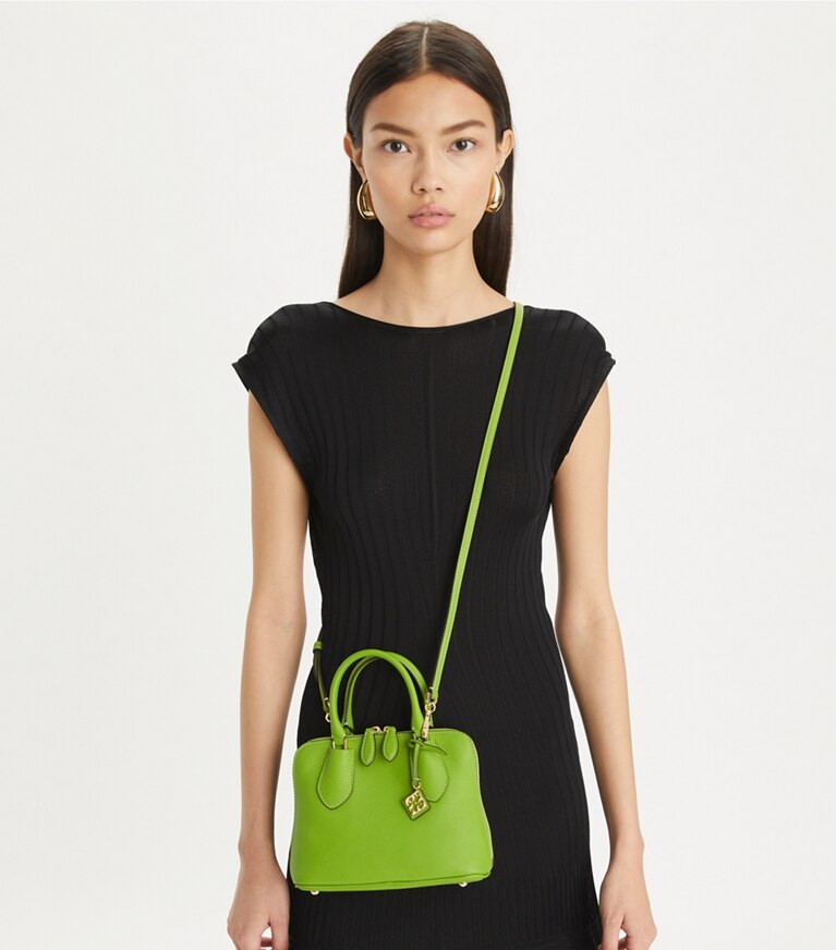 Tory Burch designer crossbody bags Mini Swing Satchel in Wheat Grass angle
