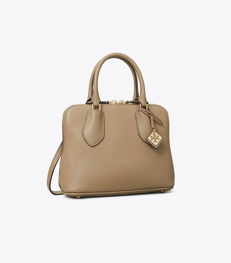 Tory Burch designer crossbody bags Mini Swing Satchel in Taupe Oak angle