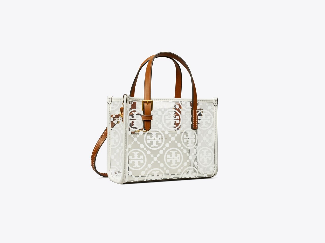 Tory Burch T Monogram Bucket Bag In Clear (white)