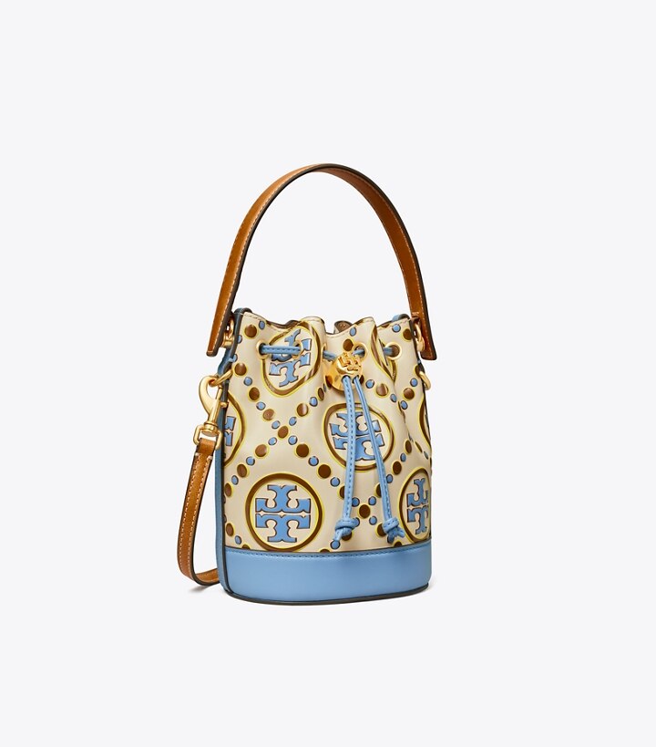 Mini T Monogram Contrast Embossed Bucket Bag: Women's Designer Crossbody  Bags | Tory Burch