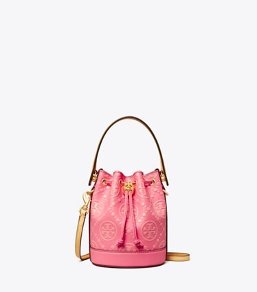 Mini T Monogram Contrast Embossed Bucket Bag: Women's Designer