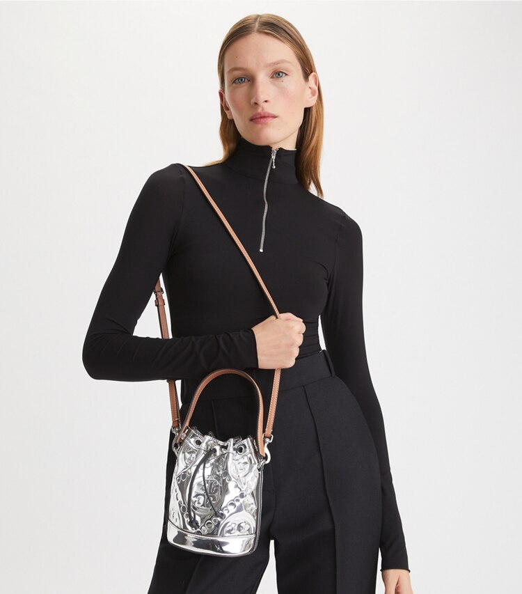T Monogram Embossed Mini Bucket Bag : Women's Designer Crossbody Bags