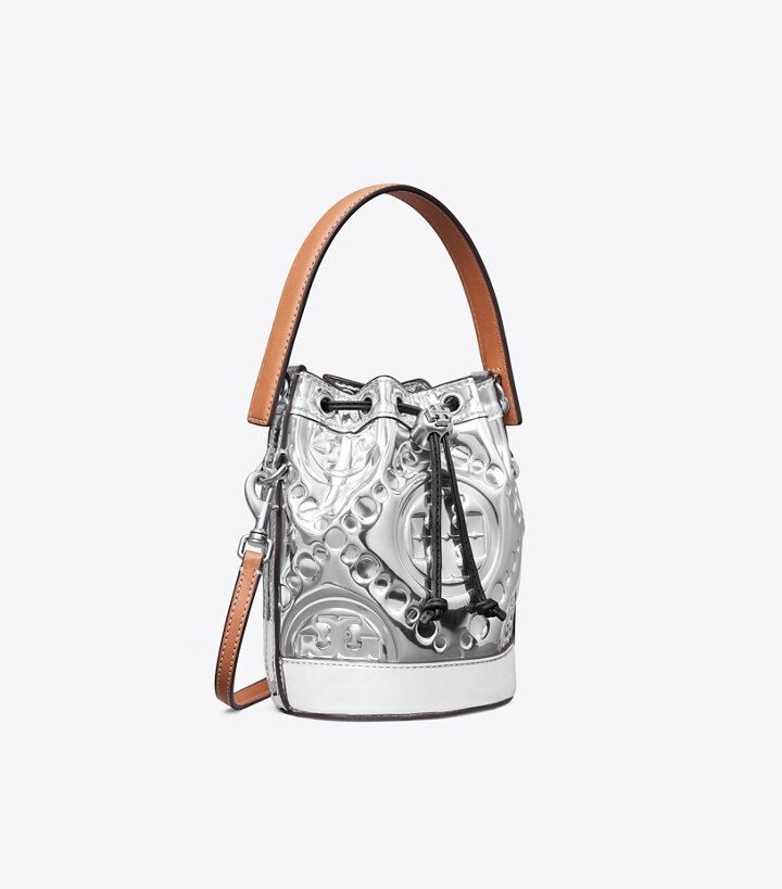 Mini T Monogram Embossed Metallic Bucket Bag: Women's Handbags | Crossbody  Bags | Tory Burch EU