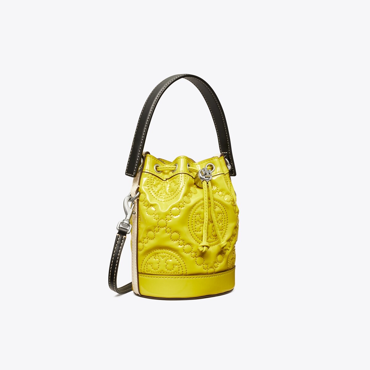 Mini T Monogram Embroidered Patent Bucket Bag Women's Handbags