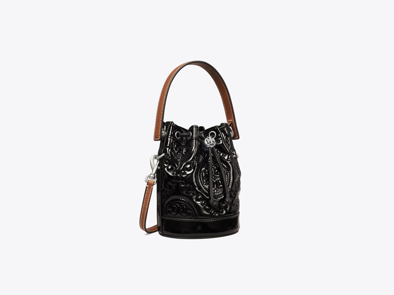 Mini T Monogram Embroidered Patent Bucket Bag: Women's 