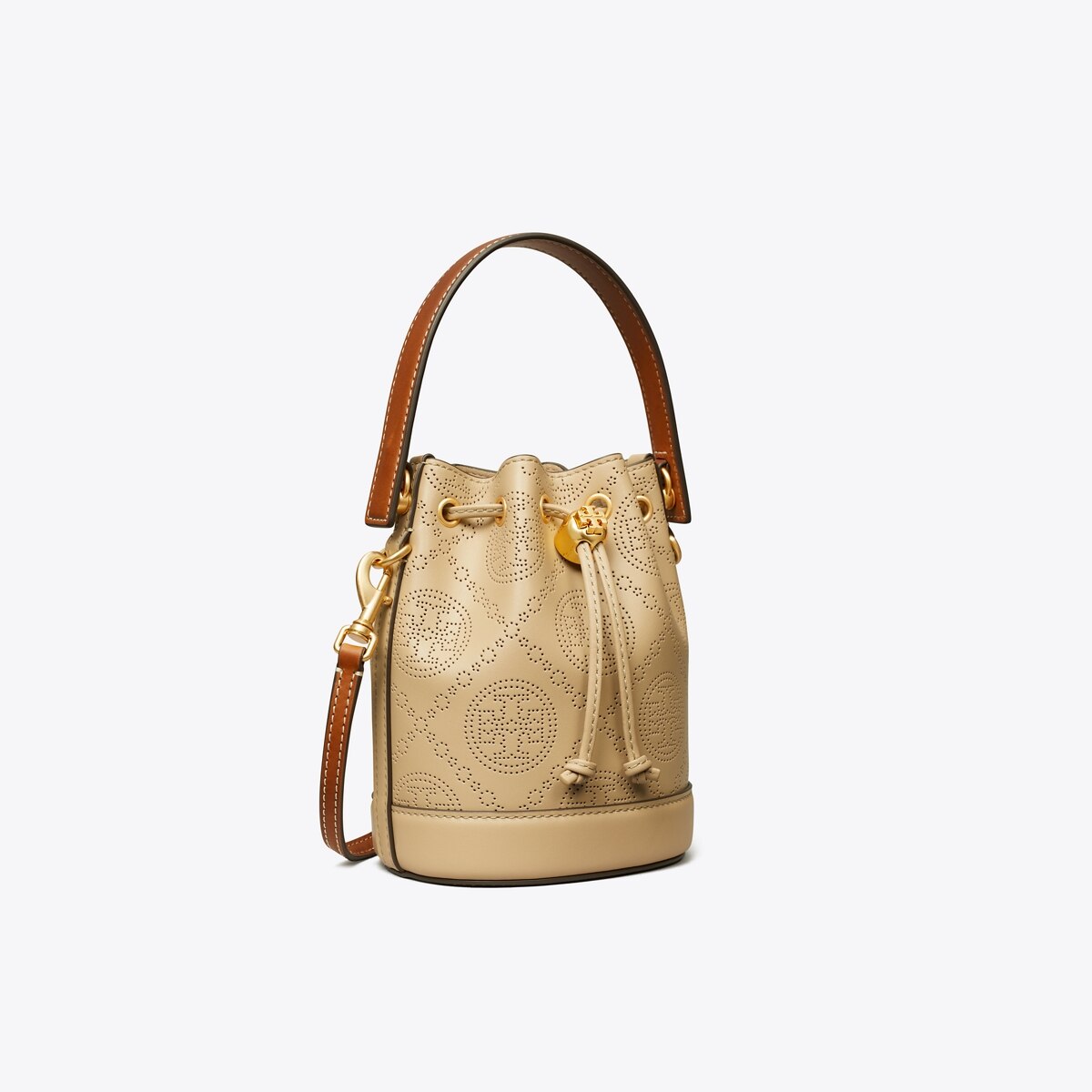 Mini T Monogram Perforated Leather Bucket Bag: Women's