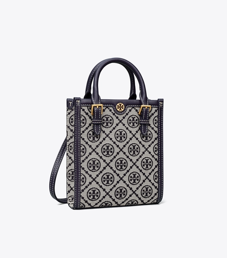 Tory Burch designer crossbody bags Mini Tote Bag aus Jacquard mit T-Monogramm in Tory Navy angle